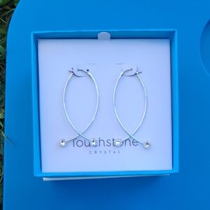 Touchstone Crystal Elegant Silver Hoop Earrings
